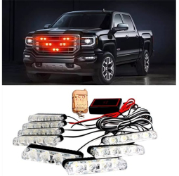 Set Lumini LED 3 Leduri Tip Stroboscop De Avertizare Galben Flash cu Telecomanda 12V - 4 lampi 