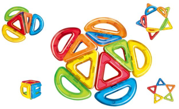 Caramizi magnetice forme geometrice multicolore 10 piese 19.5x3x13cm 