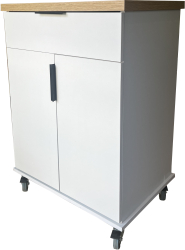 Carucior de bucatarie/insula cu sertar si rafturi 66x46x93 alb UnicSpot
