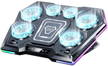 Cooler Laptop 6 ventilatoare RGB Suport pentru Laptopuri 12 - 21 Inch sistem de racire cu placa de portelan control digital si efecte de 