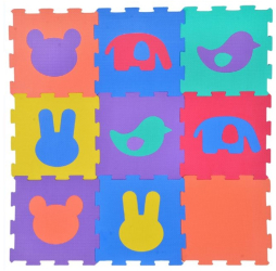Covoras tip puzzle pentru podea cu forme animale suprafata 0.86 m patrati multicolor 9 buc 