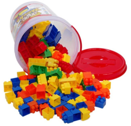 Cuburi de construit din plastic pentru copii cutie pentru depozitare inclusa 144 piese multicolor 