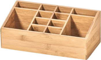 Organizator cosmetice si accesorii bambus 12 compartimente 24.5x13 cm 
