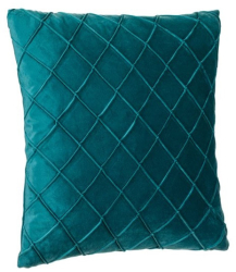 Perna decorativa din catifea cu fermoar model geometric in relief 45x45 cm verde azur