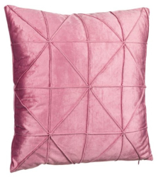 Perna decorativa din catifea inchidere cu fermoar model geometric in relief roz 45x45 cm 