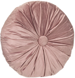 Perna decorativa Zola rotunda catifelata cu nasture diametru 40 cm roz 
