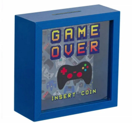 Pusculita decorativa Pufo Game Over 15 cm albastru