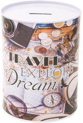 Pusculita metalica Travel Explore Dream DecorCasa 10 x 15 cm 