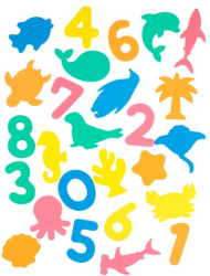 Set 26 de animale si numere din spuma 8-9 cm piesa pentru baie 3 ani 17x7x24cm 