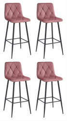 Set 4 Scaune Bar Fido Catifea Roz 