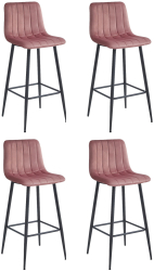 Set 4 Scaune Bar Zargo Catifea Roz 