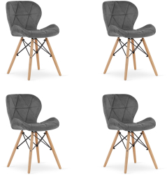 Set 4 Scaune Bucatarie/Dining Kross Gri Catifea 
