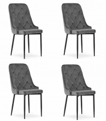 Set 4 Scaune Bucatarie/Dining Millan Catifea Gri 