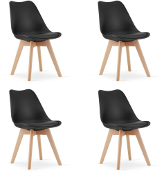 Set 4 Scaune Bucatarie/Dining Viko Negru Sezut Piele Ecologica 