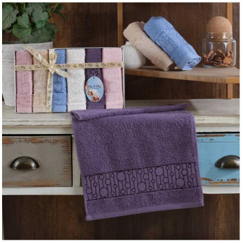 Set 6 prosoape mici de fata bucatarie sau maini cu model cu cerculete 