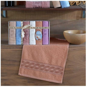 Set 6 prosoape mici de fata bucatarie sau maini cu model cu dungi incrucisate 