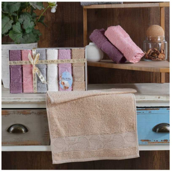 Set 6 prosoape mici de fata bucatarie sau maini cu model cu frunze 