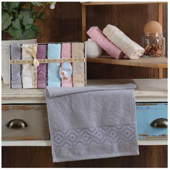 Set 6 prosoape mici de fata bucatarie sau maini cu model cu linii unduite 