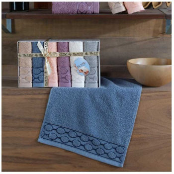 Set 6 prosoape mici de fata bucatarie sau maini cu model cu ovaluri 