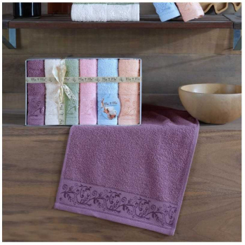 Set 6 prosoape mici de fata bucatarie sau maini cu model cu ramuri