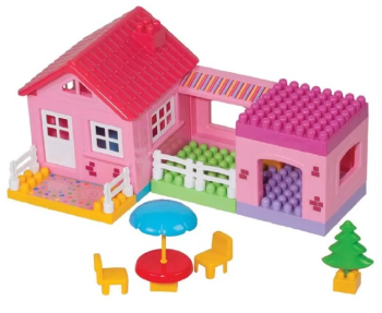 Set cubulete de construit casuta pentru copii 36 bucati Multicolor Plastic 38x12x42 cm 