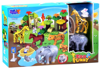 Set cuburi cu figurine gradina zoologica 51 piese 