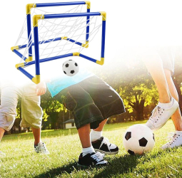 Set mini poarta fotbal minge si pompa umflare 2 porti 60x29x41 cm 