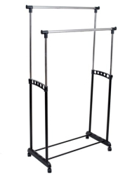 Stand haine dublu negru 83x43x94-168 cm 