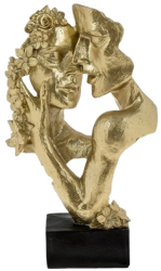 Statuie decorativa Elegance Bloom model cu flori Auriu 19x9x30 cm