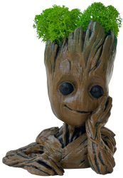 Figurina Baby Groot Meditating vopsita manual multicolor cu licheni stabilizati inaltime 13 cm 
