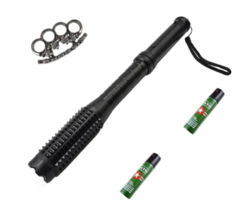 Kit Btg-121 Autoaparare 3in1 electrosoc Lanterna Baston + 2 Spray Nato Paralizant + Box Metalic Argintiu Model 
