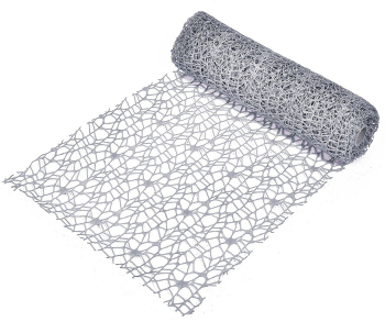 Panza decorativa argintie perforata de Craciun DecorCasa 501 x 24 cm 