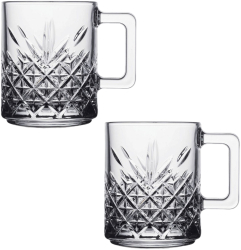 Set de 2 Cani cu Maner Timeless Pasabahce Design Cristal ideal pentru Bauturi Calde si Reci 250ml