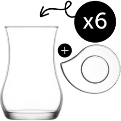Set de 6 Cesti de Ceai+6 Farfurii LAV Model Eva 170 ml 12 Piese 6 Cesti + 6 Farfurii