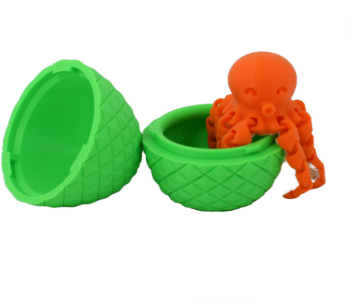 Figurina Sani Ou mediu cu octopus mini 67x 85 mm Verde Portocaliu 