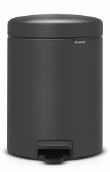 Brabantia NewIcon 1001103 Cos de gunoi cu pedala 5 l Soft Close baza anti-alunecare acoperire minerala gri inchis 