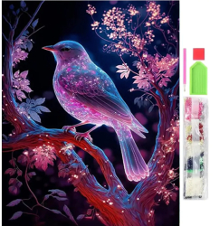 Goblen mozaic cu diamante Zola model pasare roz 30x40 cm 