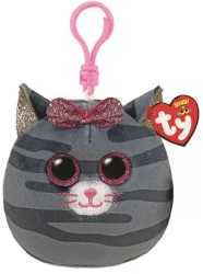 Plus Breloc Ty 8.5cm Squishy Beanies Kiki Pisicuta Gri 