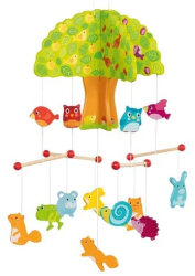 Carusel Patut Bebe Cu Animale De Lemn Goki Carboysafety 