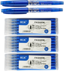 Set 2 x Pix cu radiera 0 7mm si 18 rezerve Roller Albastru Bia 