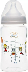 Biberon sticla premium Minut gat larg 180 ml 