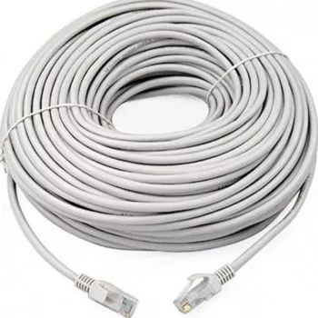Cablu UTP Retea Gri Ethernet Cat 5e 50m Lungime - Cablu Patch de Internet cu Mufa Conector RJ45