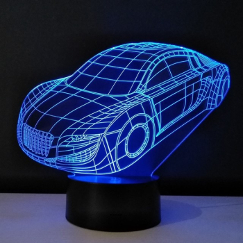 Lampa de Veghe cu Telecomanda si Baterii/USB 3D Model Masina Multicolor 