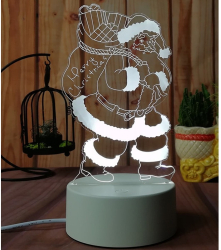 Lampa de Veghe cu Telecomanda si Baterii/USB 3D Model Mos Craciun Multicolor