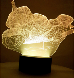 Lampa de Veghe cu Telecomanda si Baterii/USB 3D Model Motocicleta Multicolor 