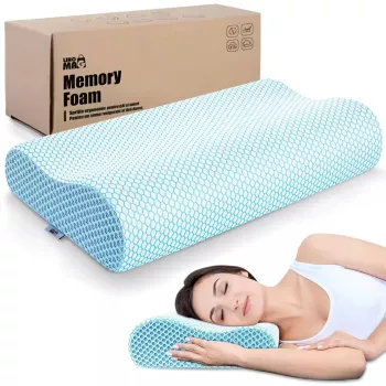 Perna Ortopedica din Spuma cu Memorie Linomag® Design Ergonomic pentru Suport Cervical Relaxare si Aliniere a Coloanei Ideala pentru 