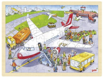 Puzzle Lemn La Aeroport 96 Piese 3 ani+ Goki Carboysafety 