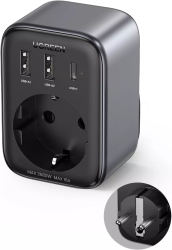 Extender priza Ugreen 220V AC 3680W Quick Charger 2x USB-A 1x USB-C 30W Negru 