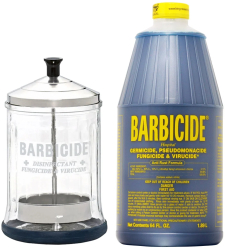 Set Barbicide Concentrat Dezinfectant 2 L + Recipient 750 ml pentru Dezinfectarea Instrumentarului de Manichiura si Pedichiura 