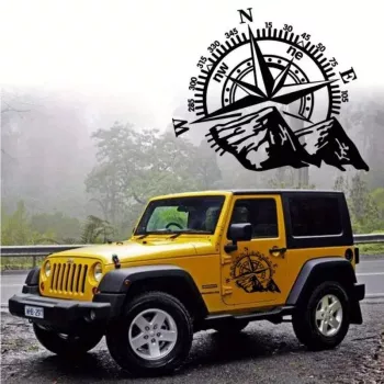 Sticker autoadeziv pentru vehicule Off Road model Kompass dimensiune 44 x 55 cm culoare Neagra 